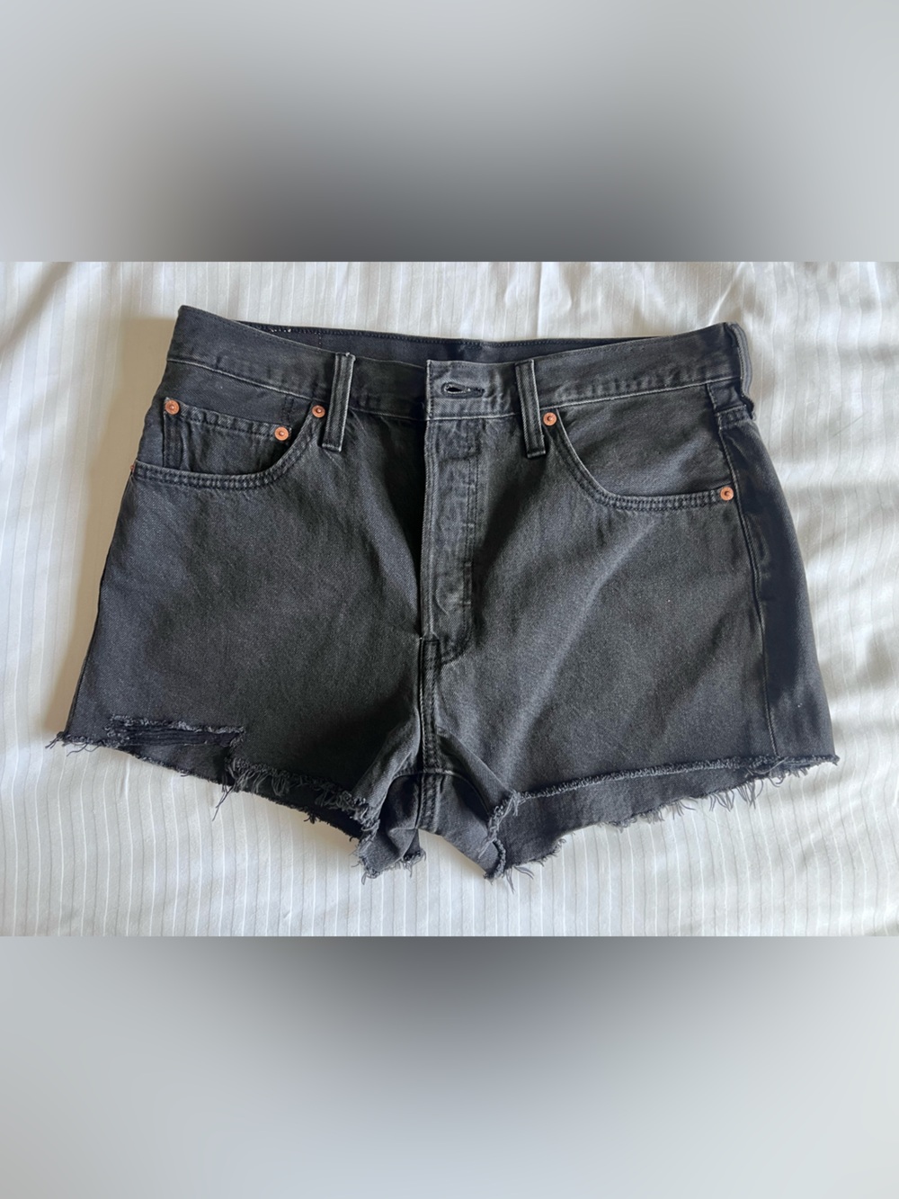 Black Distressed Denim Cutoff Shorts - Women